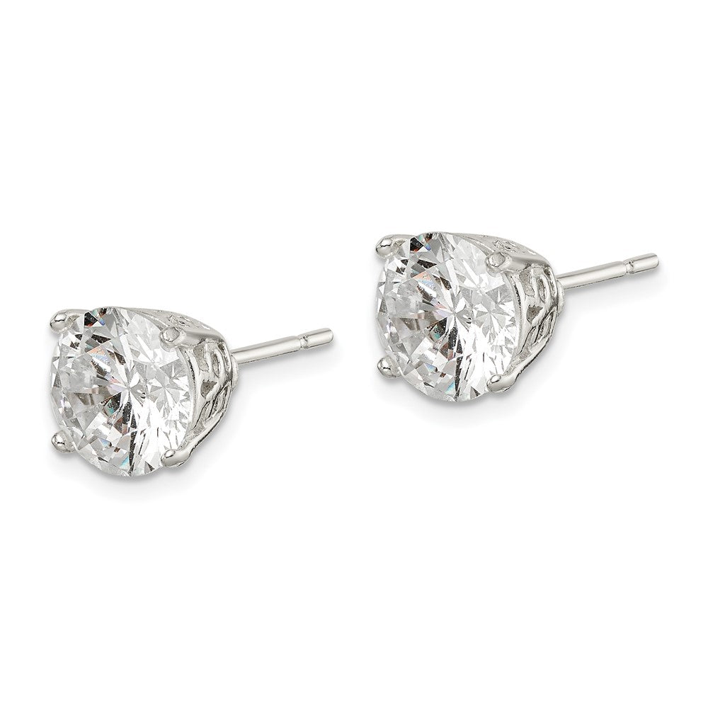 Sterling Silver 8mm Round CZ Post Earrings