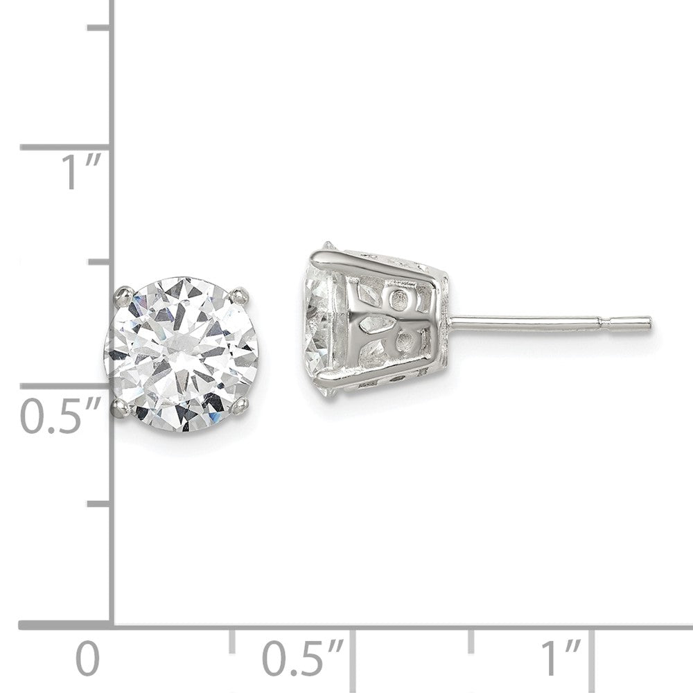 Sterling Silver 8mm Round CZ Post Earrings