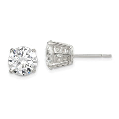 Sterling Silver 8mm Round CZ Post Earrings