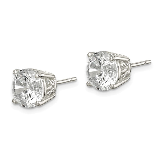 Sterling Silver 8mm Round CZ Post Earrings