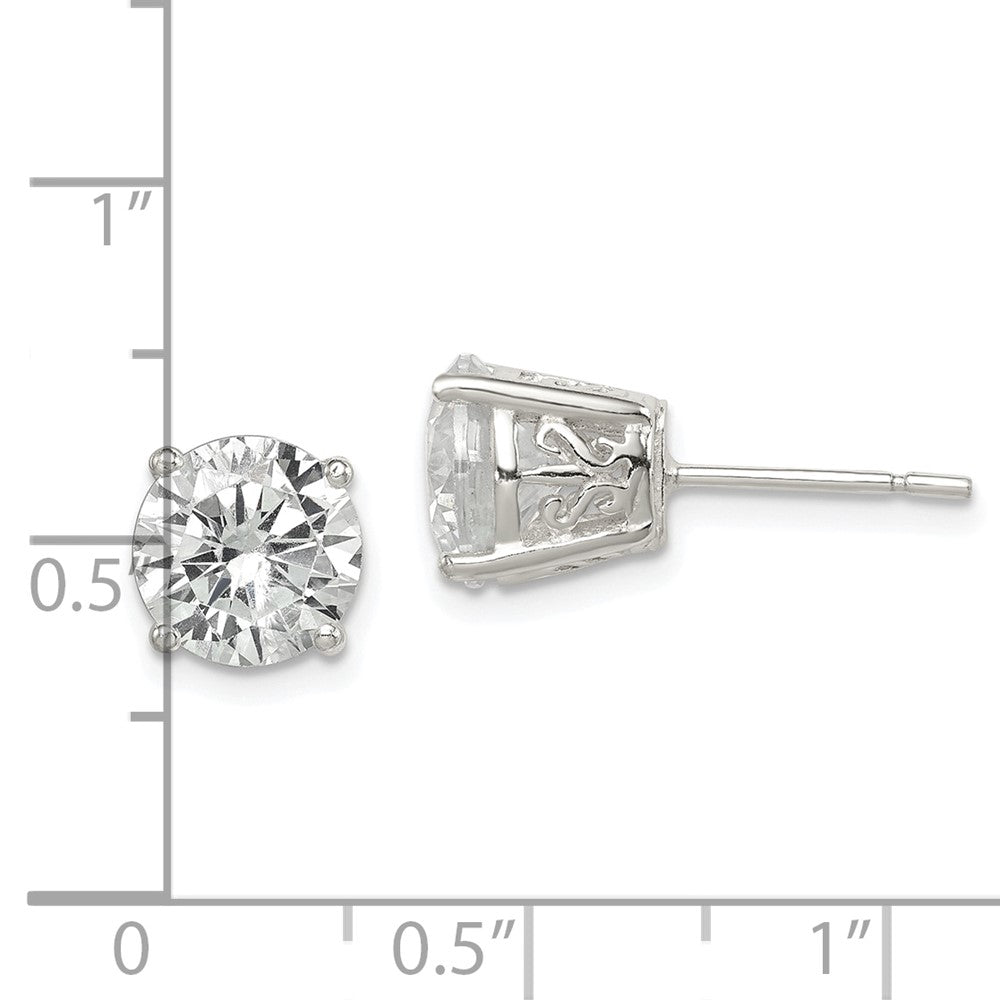 Sterling Silver 8mm Round CZ Post Earrings