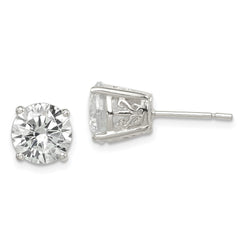 Sterling Silver 8mm Round CZ Post Earrings