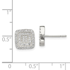 Sterling Silver Square CZ Post Earrings