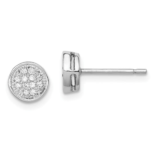 Rhodium-plated Sterling Silver Polished CZ Circle Post Earrings