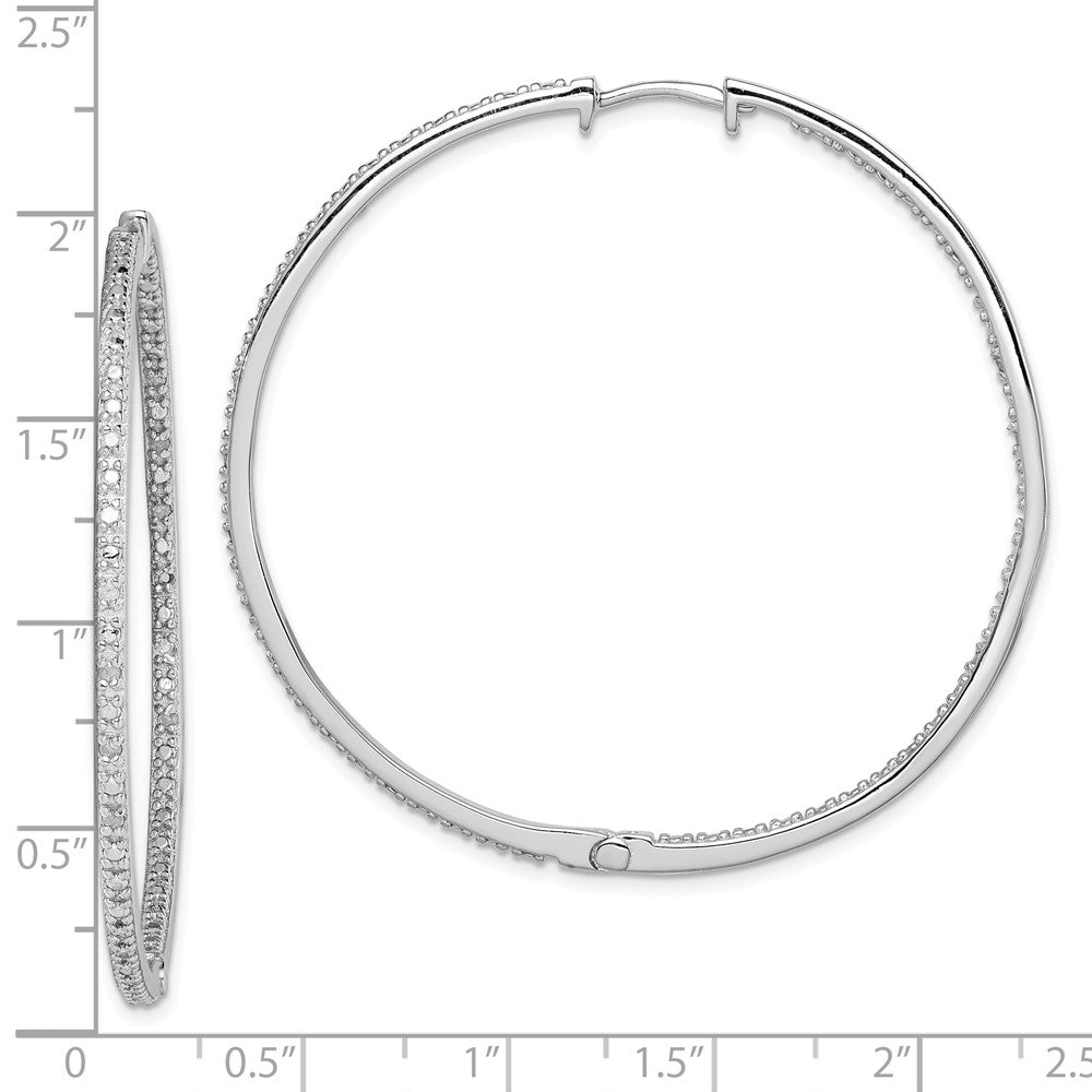 Rhodium-plated Sterling Silver Diamond In & Out Hoop Earrings