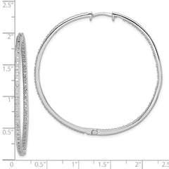 Rhodium-plated Sterling Silver Diamond In & Out Hoop Earrings