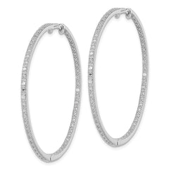 Rhodium-plated Sterling Silver Diamond In & Out Hoop Earrings