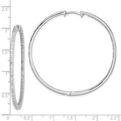 Rhodium-plated Sterling Silver Diamond In & Out Hoop Earrings