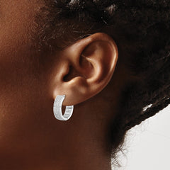 Sterling Silver Polished Rhodium-plated 3-row Hinged Hoop Earrings