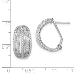 Rhodium-plated Sterling Silver CZ Rope Omega Back Earrings