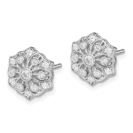 Rhodium-plated Sterling Silver CZ Post Earrings