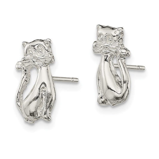 Sterling Silver Cat Mini Post Earrings