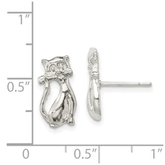 Sterling Silver Cat Mini Post Earrings