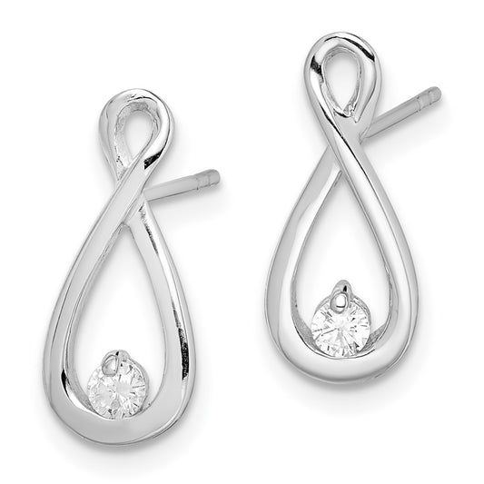 Rhodium-plated Sterling Silver CZ Infinity Post Earrings