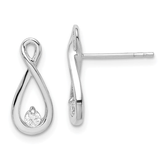 Rhodium-plated Sterling Silver CZ Infinity Post Earrings