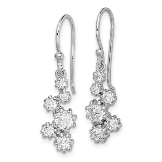 Rhodium-plated Sterling Silver CZ Post Dangle Earrings