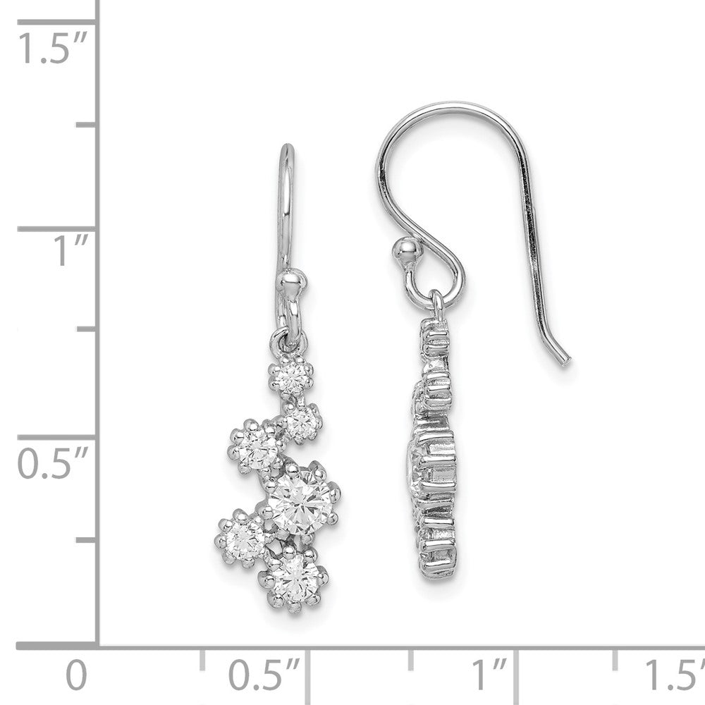 Rhodium-plated Sterling Silver CZ Post Dangle Earrings