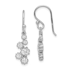 Rhodium-plated Sterling Silver CZ Post Dangle Earrings