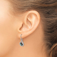 Rhodium-plated Sterling Silver Abalone Shepherd Hook Earrings