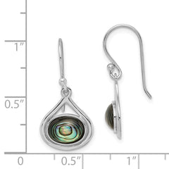 Rhodium-plated Sterling Silver Abalone Shepherd Hook Earrings