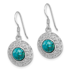 Rhodium-plated Sterling Silver Reconstituted Turquoise Dangle Earrings