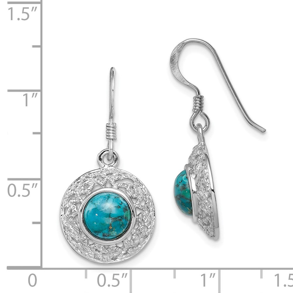 Rhodium-plated Sterling Silver Reconstituted Turquoise Dangle Earrings