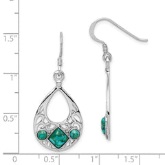 Rhodium-plated Sterling Silver Reconstructed Turquoise Dangle Earrings