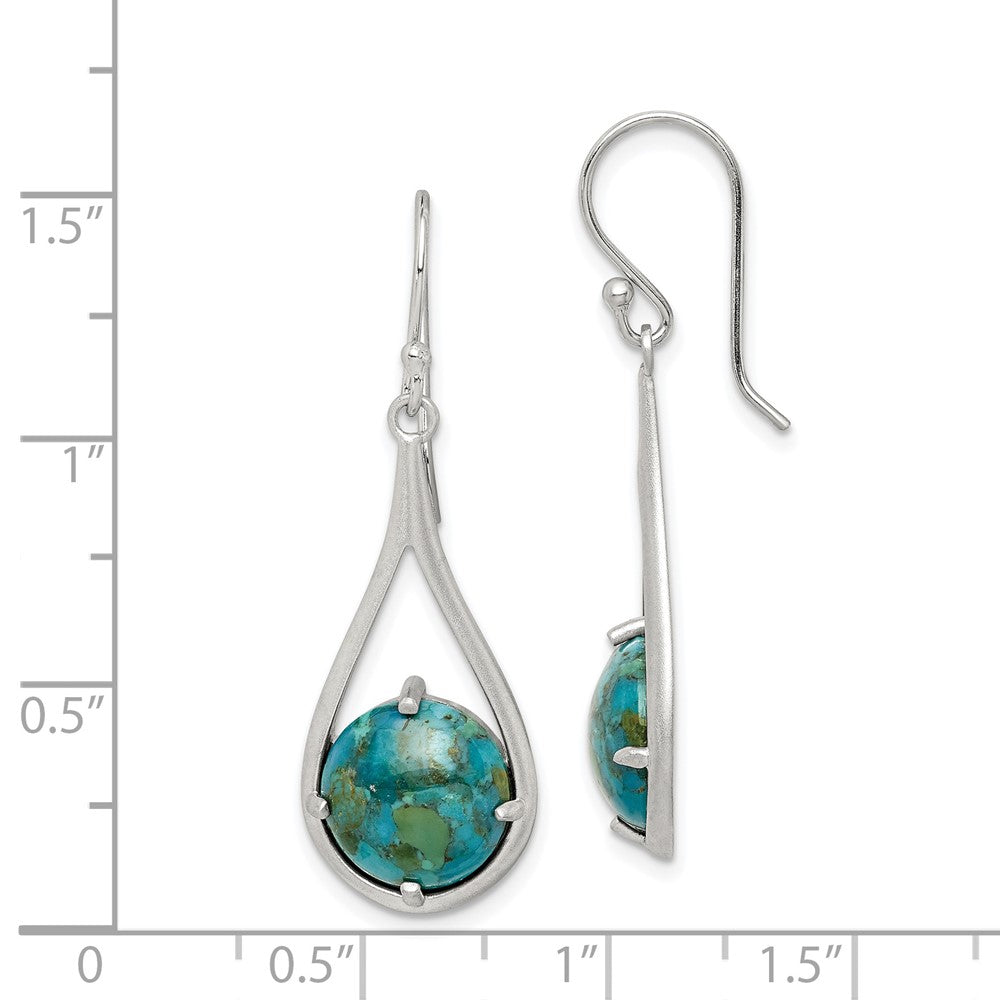 Rhodium-plated Sterling Silver Reconstructed Turquoise Dangle Earrings