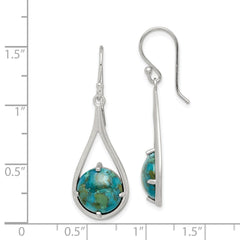 Rhodium-plated Sterling Silver Reconstructed Turquoise Dangle Earrings