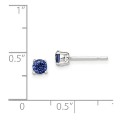 Sterling Silver Blue CZ Post Earrings