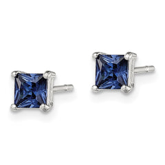 Sterling Silver Blue CZ Post Earrings