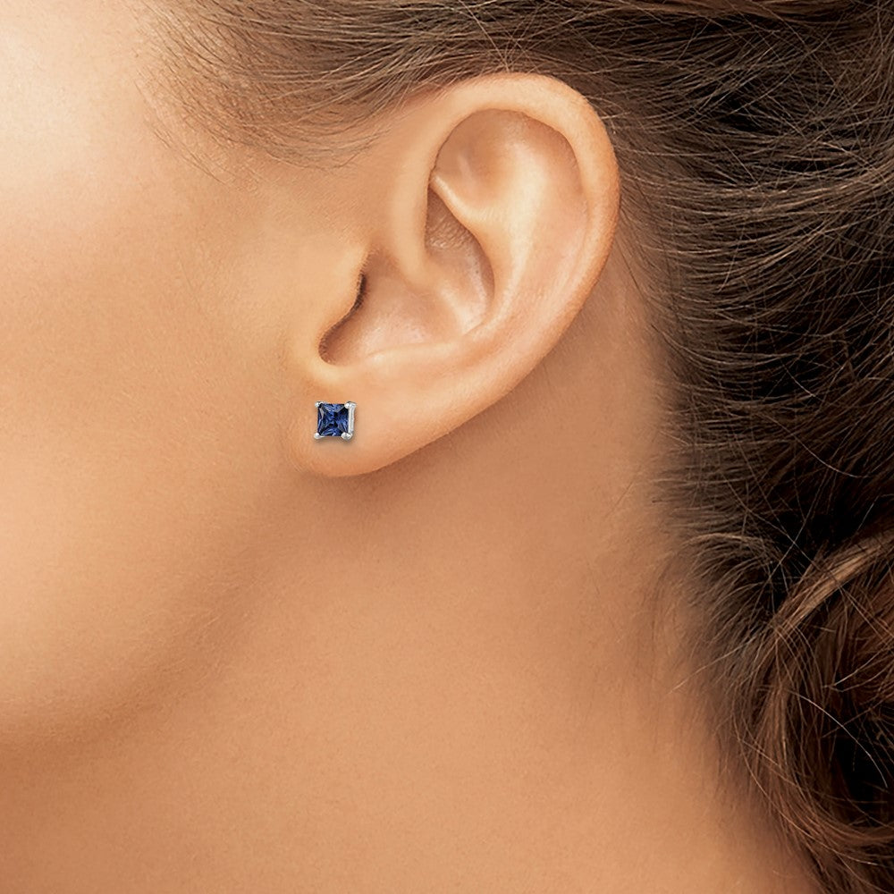 Sterling Silver Blue CZ Post Earrings