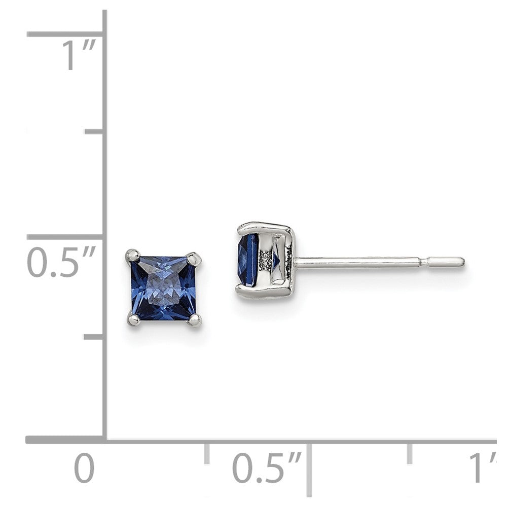 Sterling Silver Blue CZ Post Earrings