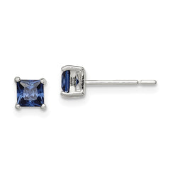 Sterling Silver Blue CZ Post Earrings