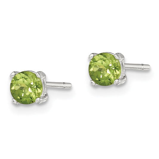 Sterling Silver Polished Green CZ Post Earrings