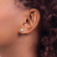 Sterling Silver Polished Light Blue CZ Post Earrings