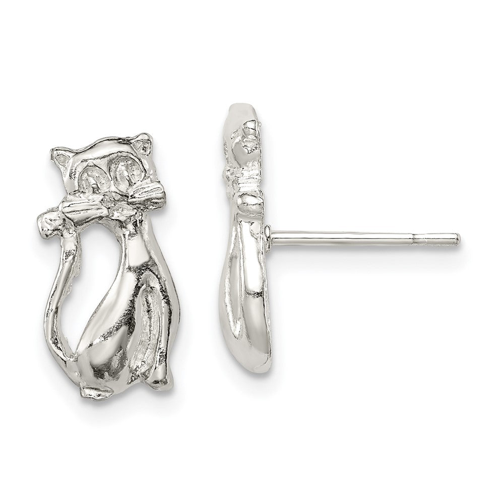 Sterling Silver Cat Mini Post Earrings