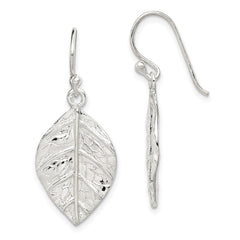 Sterling Silver Leaf Textured Dangle Earrings