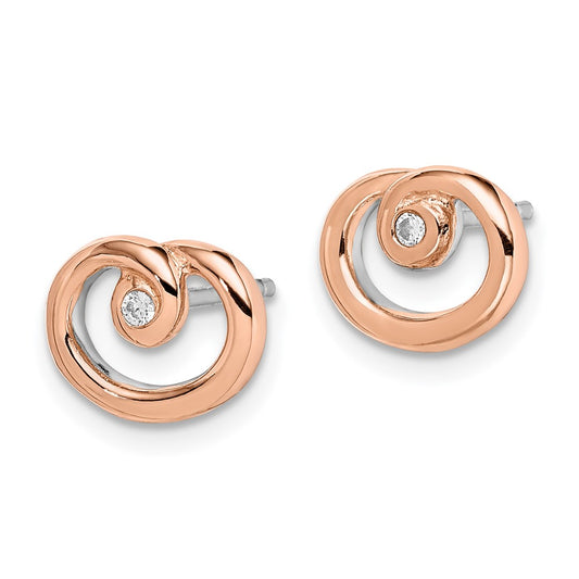 Rose Gold-plated Sterling Silver CZ Post Earrings