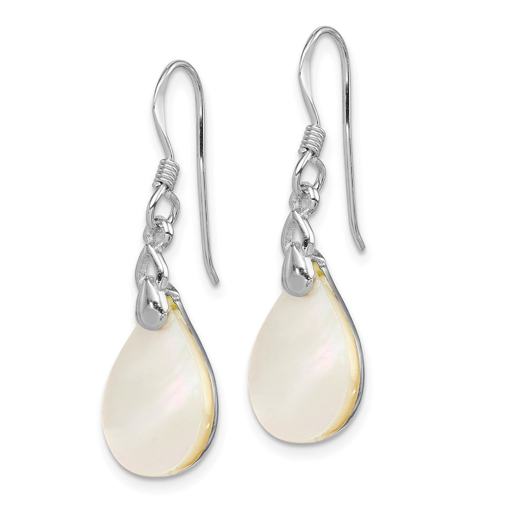 Rhodium-plated Sterling Silver Mother Of Pearl Teardrop Earrings