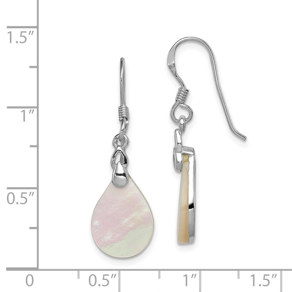 Rhodium-plated Sterling Silver Mother Of Pearl Teardrop Earrings