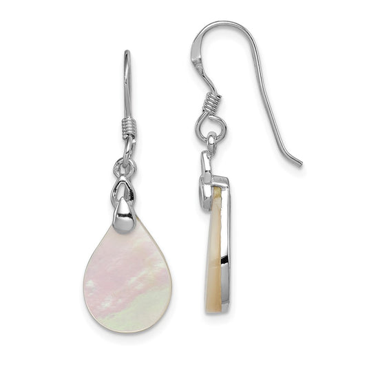 Rhodium-plated Sterling Silver Mother Of Pearl Teardrop Earrings