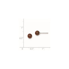 Rhodium-plated Silver 5-6mm Coffee FWC Round Pearl Stud Earrings