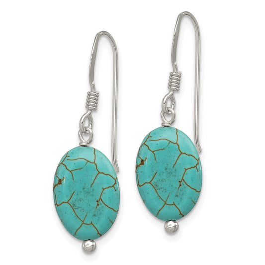Sterling Silver Blue Reconstructed Magnesite Earrings