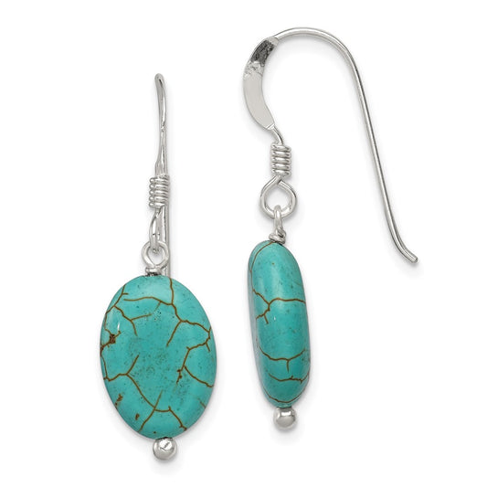 Sterling Silver Blue Reconstructed Magnesite Earrings