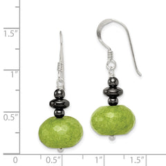 Sterling Silver Green Jade and Hematite Earrings