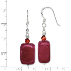 Sterling Silver Carnelian and Red Jade Earrings