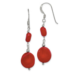 Sterling Silver Red Coral Earrings