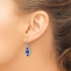 Rhodium-plated Sterling Silver Lapis Dangle Earrings