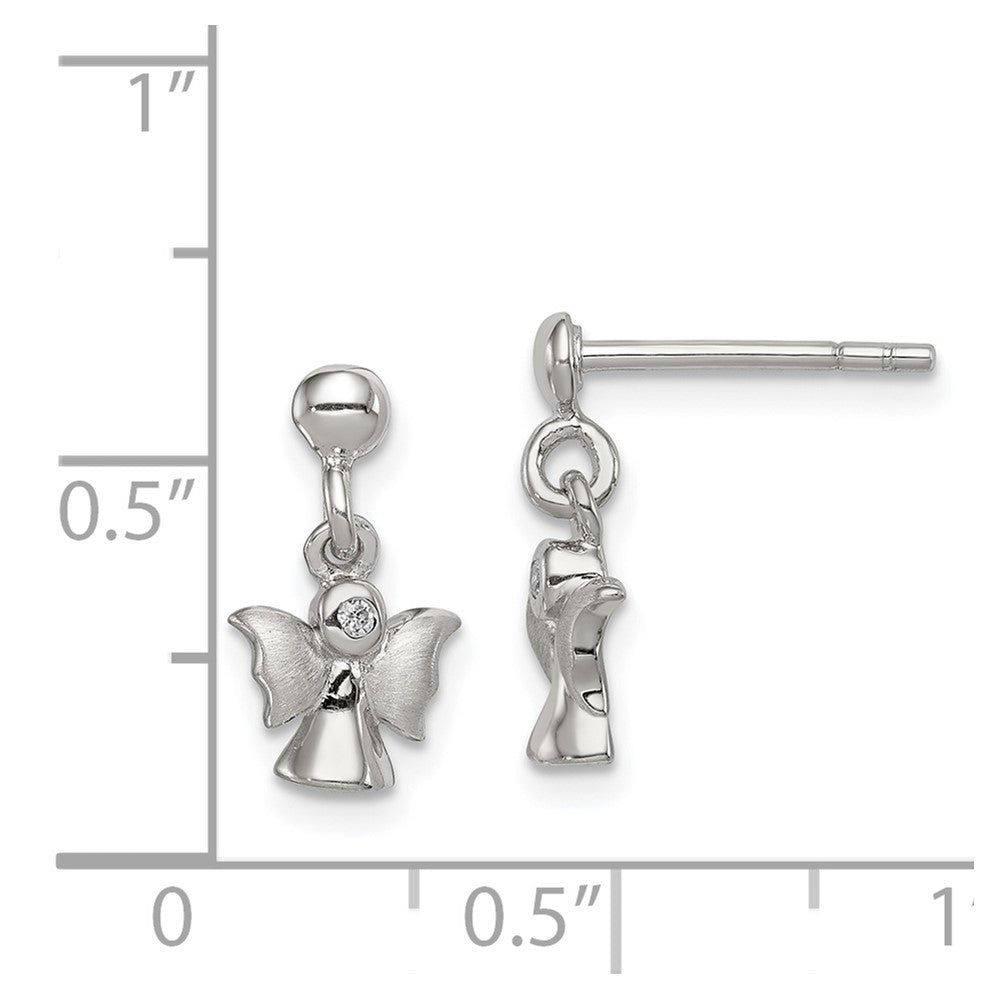 Sterling Silver Polished and Satin Angel Post Earrings